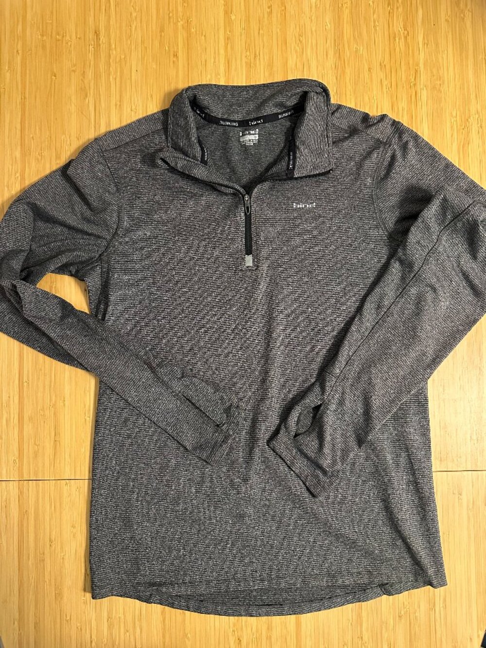 Hind Shirt Mens S Quarter Zip Running Pullover Gray Stripe Thumbholes